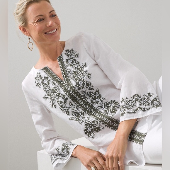 Chico's Tops - Chicos Small Linen Tunic Bohemian Blouse